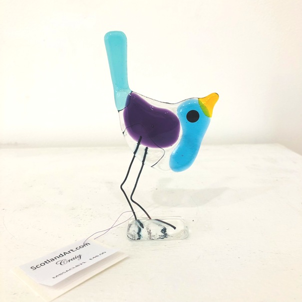 ''Craig' - Fused Glass Bird' by artist Moira Buchanan